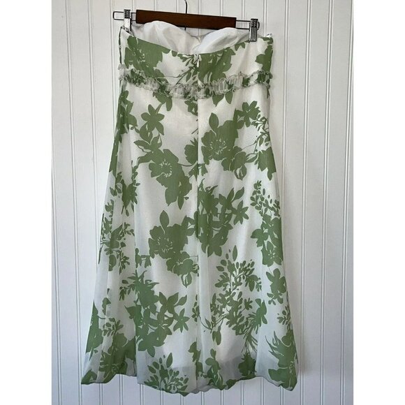 Davids Bridal Strapless Mint Green White Floral Bubble Hem Chiffon Dress… - Picture 2 of 5